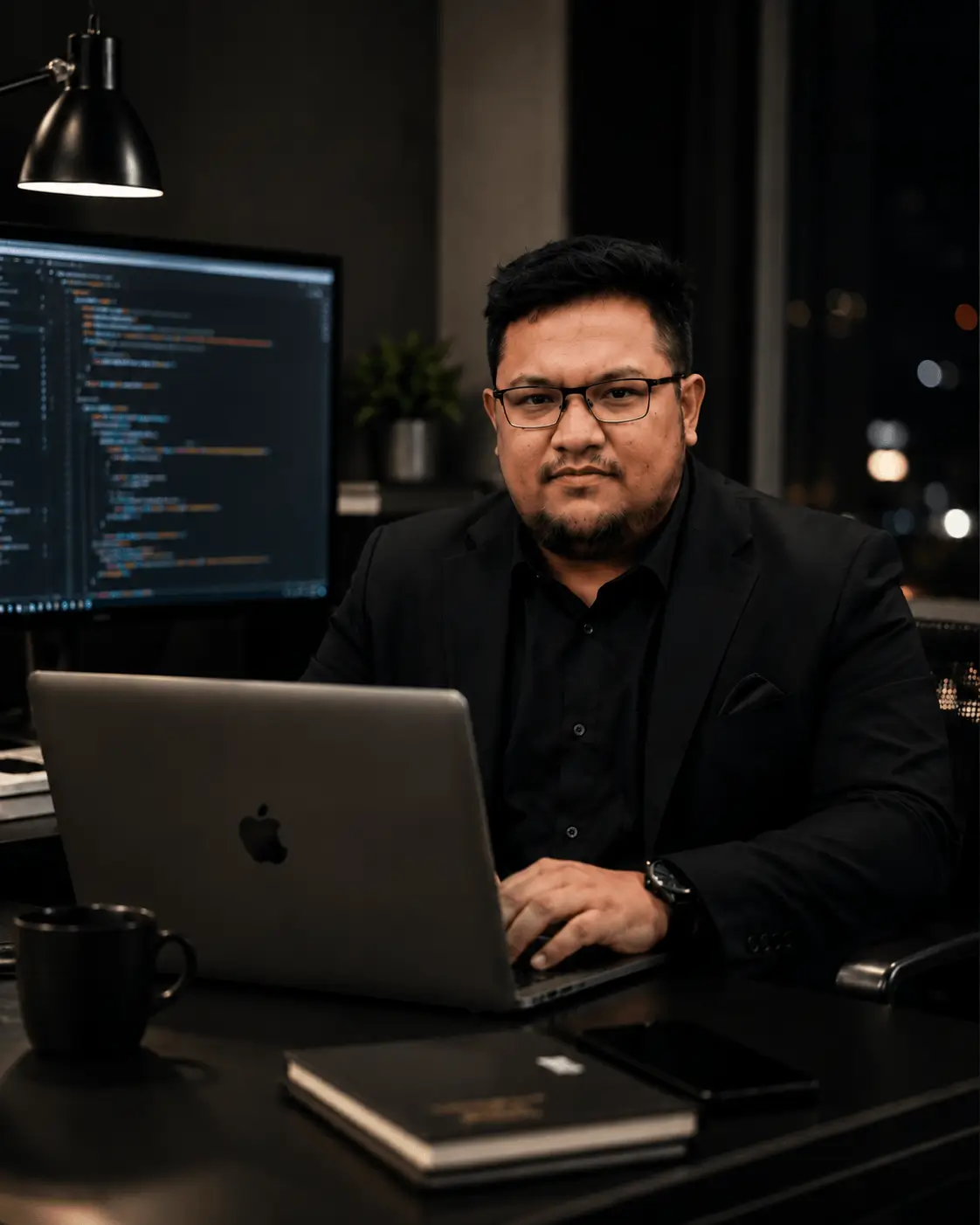 Ersapta Aristo, full-stack and AI developer, working at his desk